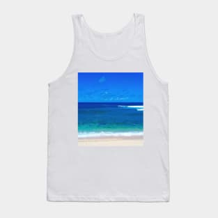 Watu Karung lagoon sand beach with rock islands on right and left Tank Top